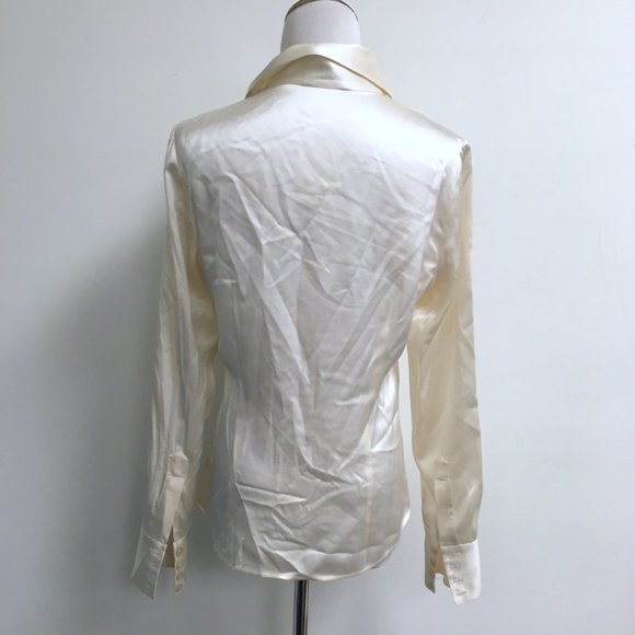 Brooks Brothers cream silk button up long sleeve collared shirt top classic 6 - Picture 3 of 5